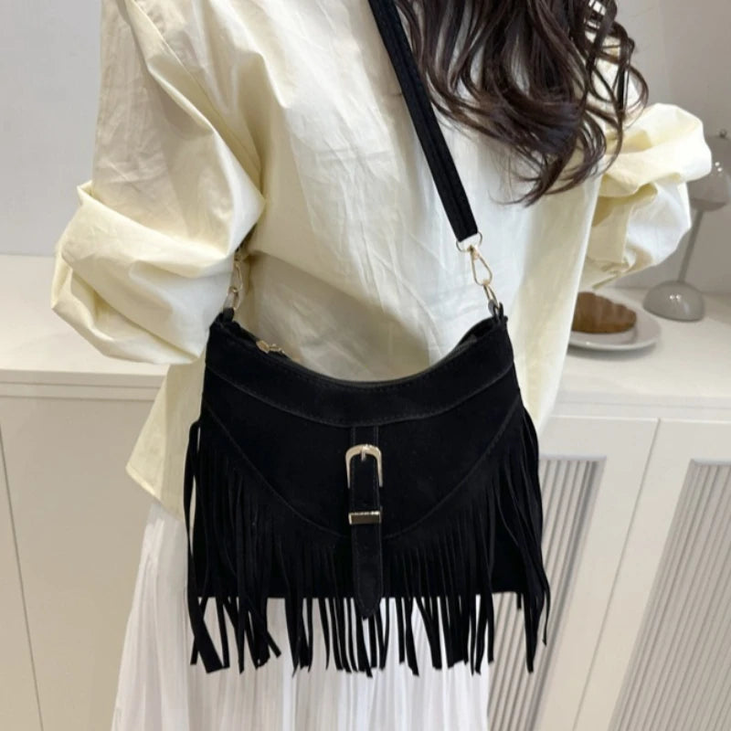 Sac bandoulière femme daim velours