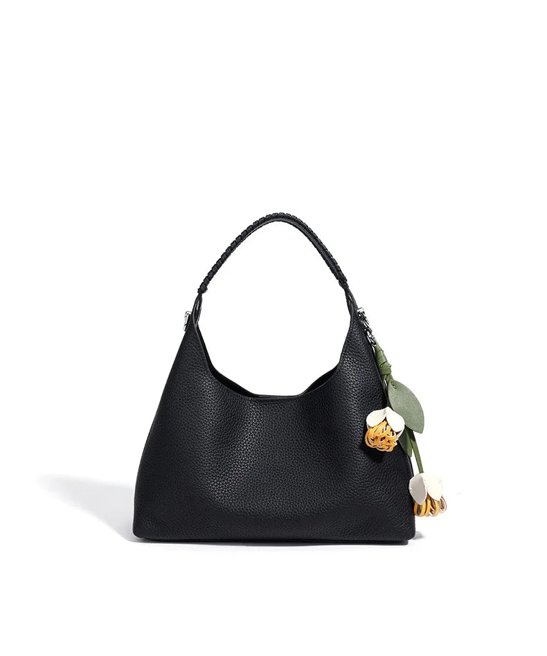 Sac bucket en cuir véritable grain supérieur – Style casual chic