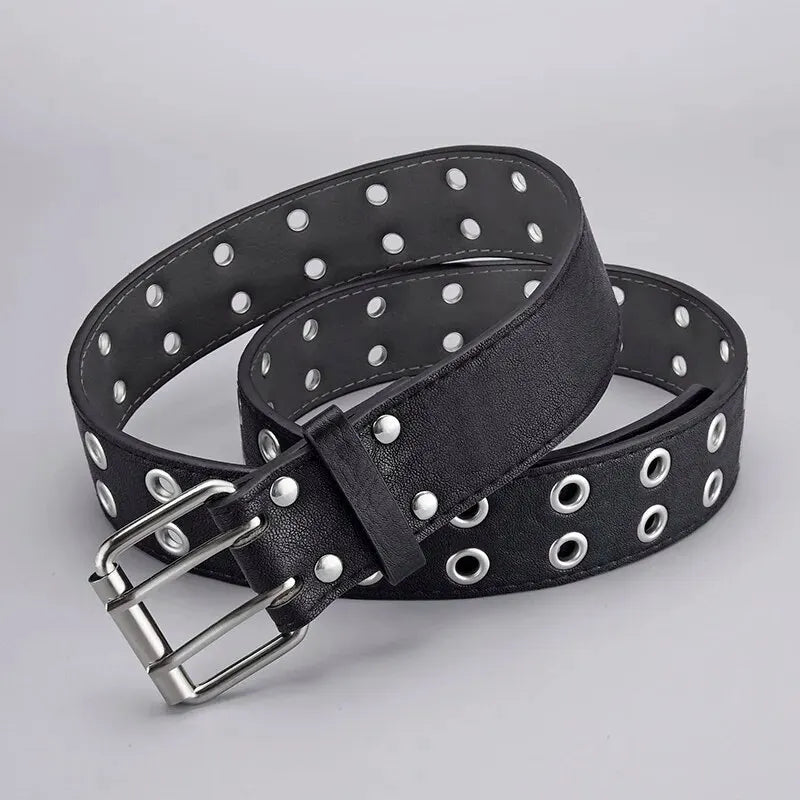 Ceinture Tendance Double Trou — Style Y2K Punk Rock, Sans Poinçon, 110 cm MYNELIA