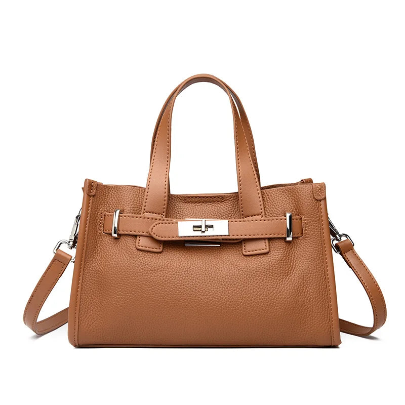 Cowhide Satchel Bag for Women 2025 Large Capacity Luxury Quality Genuine Leather Handbags Fashion Lady Crossbody Messenger Bags MYNELIA