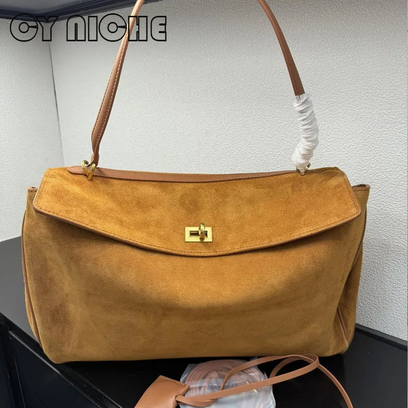 Sac à main tote daim givré femme — Luxe Discret & Grande Capacité MYNELIA