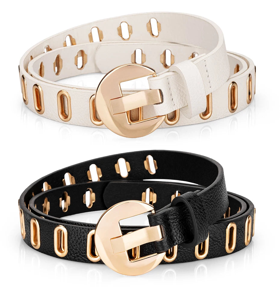 Ceinture en Cuir PU Style Grunge Punk – Boucle alliage, Longueurs ajustables