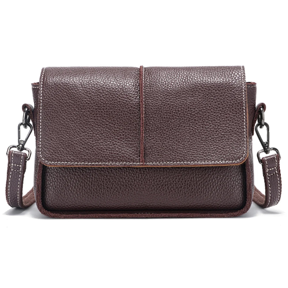 Sac bandoulière cuir véritable –Pochette Carrée Rabat Style Rétro MYNELIA