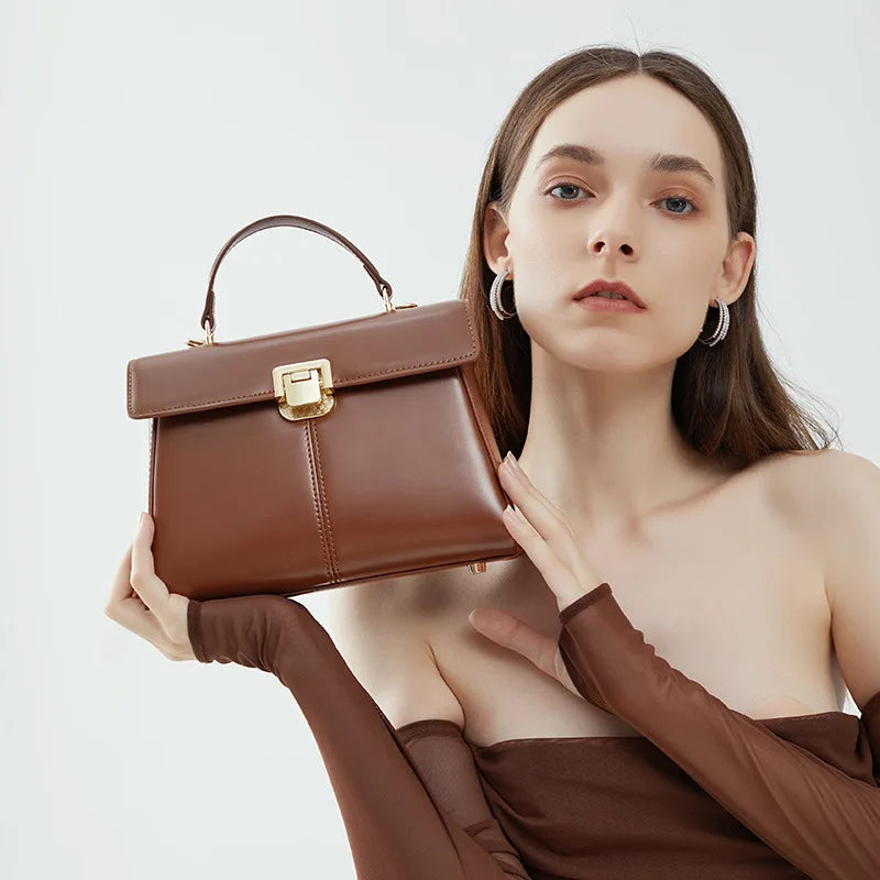 2026 neue Hufeisenschnalle Pendeln Echtleder Tasche Handtasche Einzelschulter große quadratische Umhängetaschen
