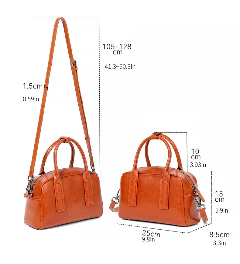 Sac Bowling cuir ciré véritable Femme – Crossbody Luxe