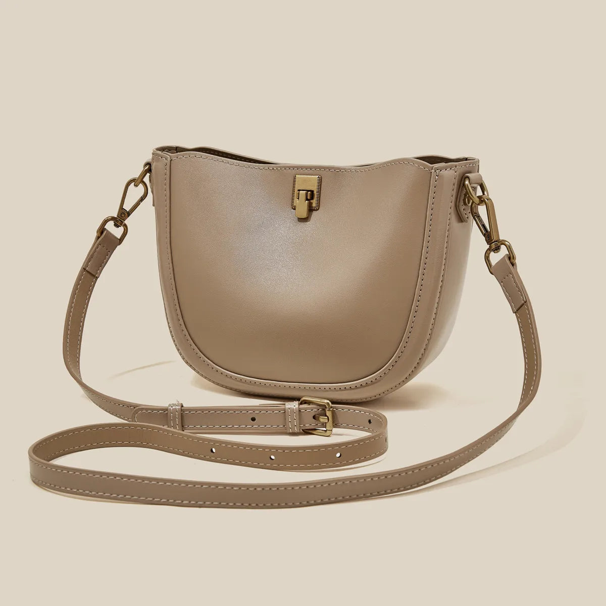 Sac en Cuir Véritable  Rabat Hasp 3 Poches Croisé Vintage
