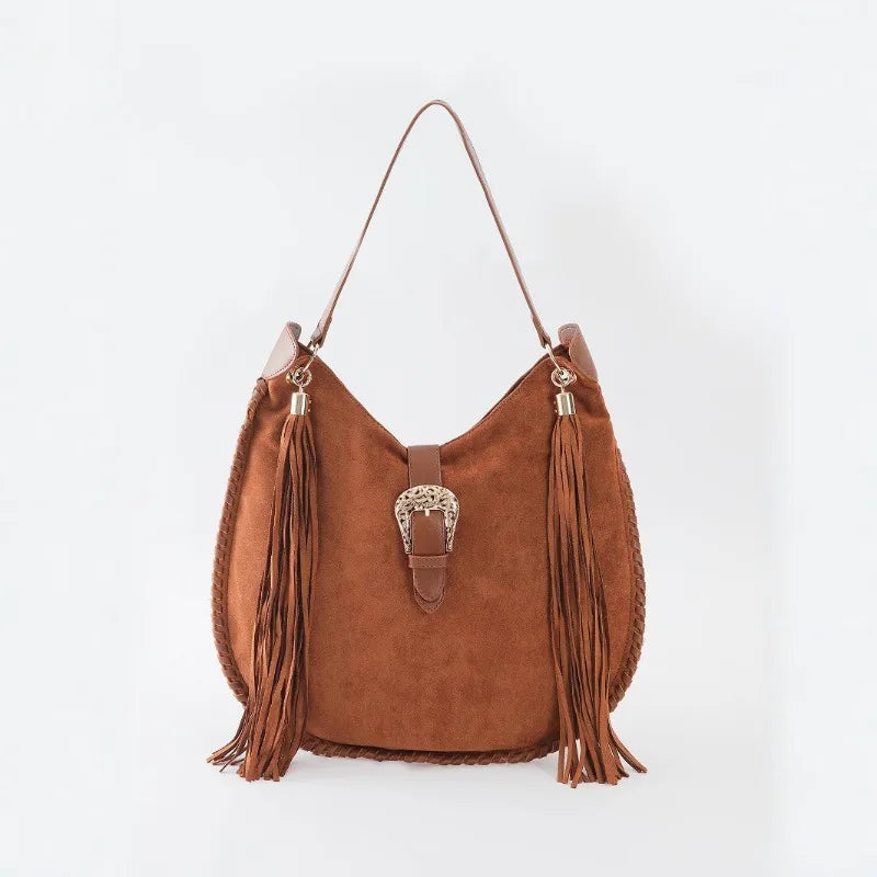 Sac bandoulière  femme – Daim Tissé à franges