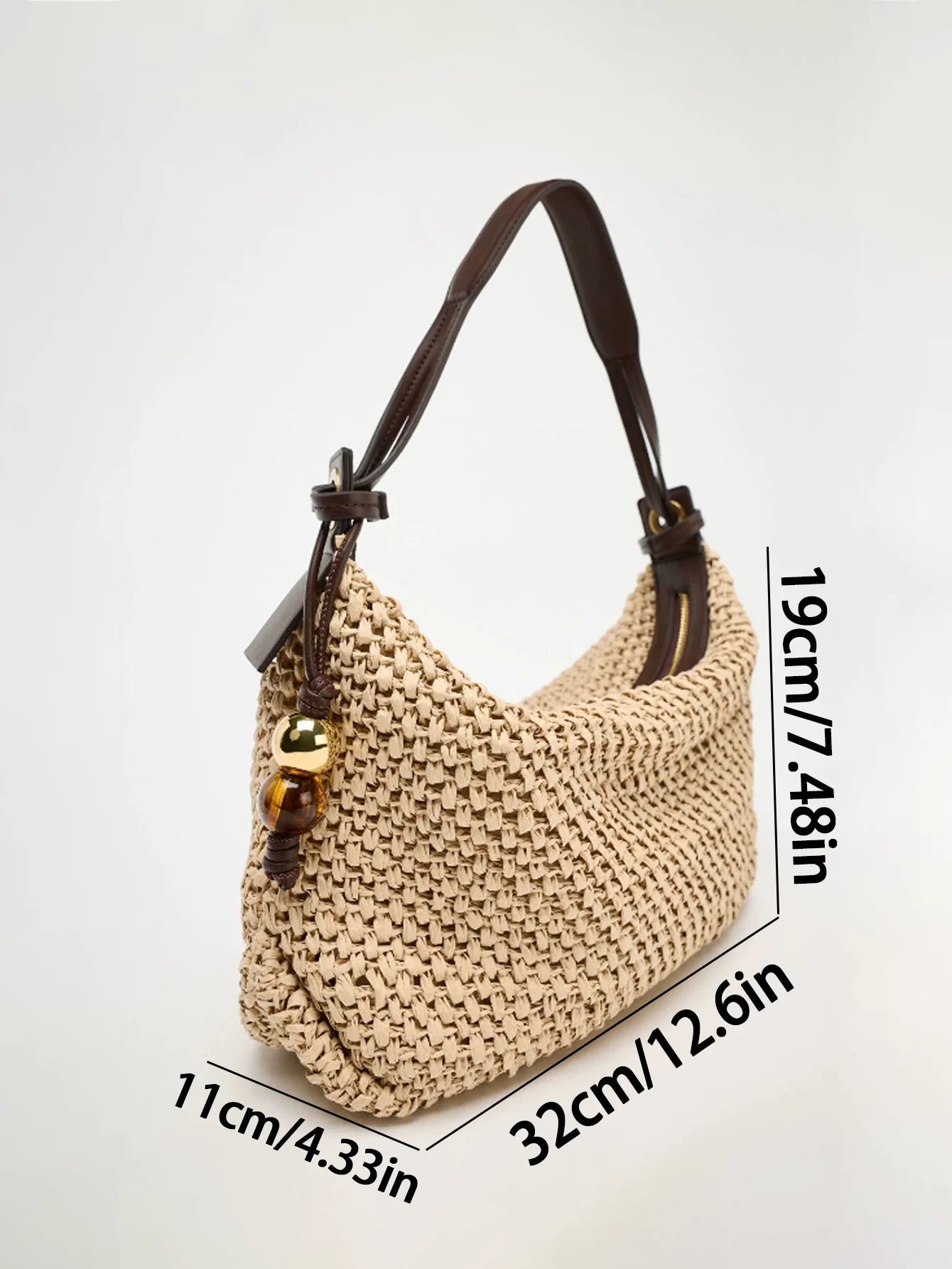 Sac à main tote Tressé Champagne — Grand Cabas Femme | Épaule & Main MYNELIA