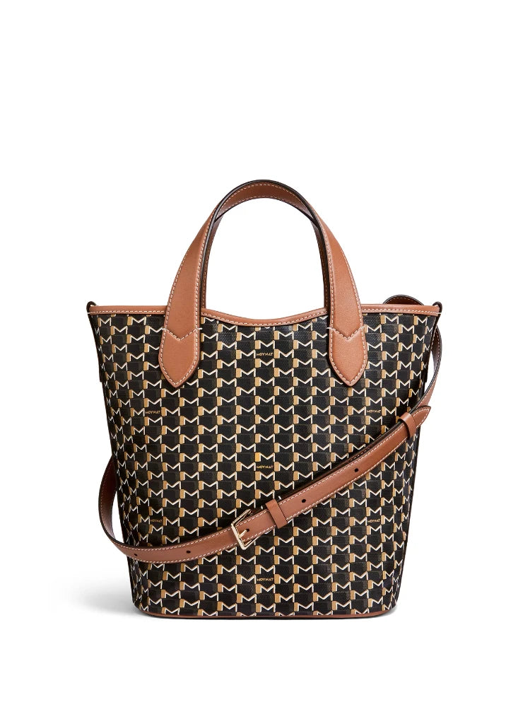 Sac Bucket Canvas Monogramme – Motif géométrique,Coutures contrastées