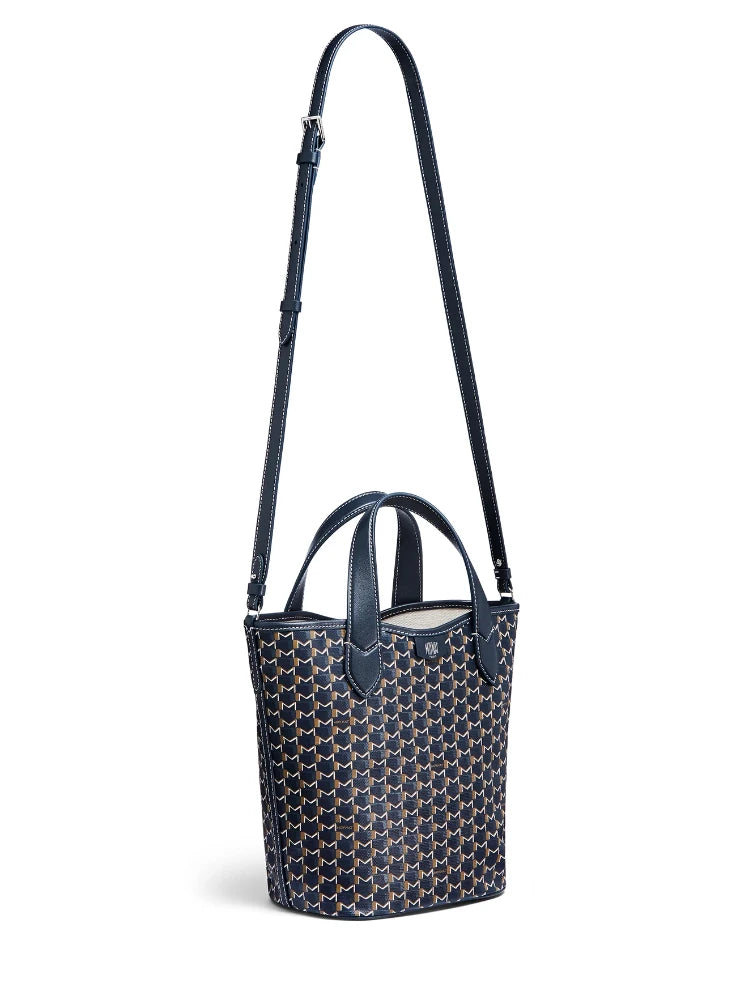 Sac Bucket Canvas Monogramme – Motif géométrique,Coutures contrastées