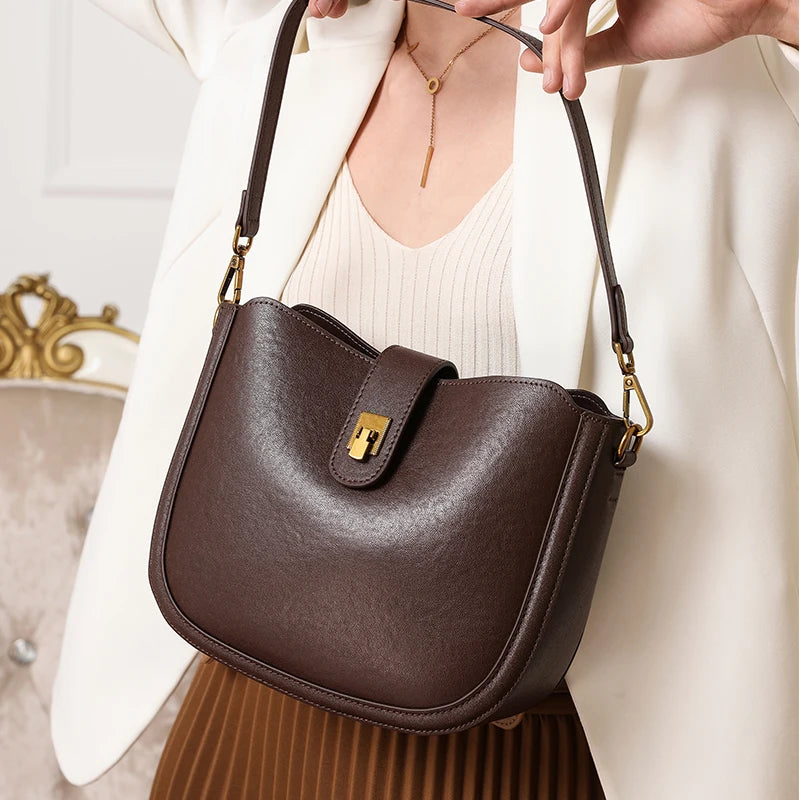 Sac bandoulière en cuir véritable – Poches intérieures