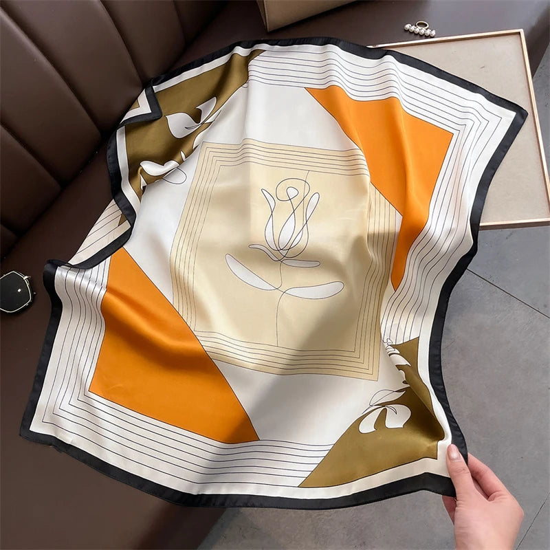 Foulard Carré Imprimé Floral 70×70 cm – Léger & Multicolore, Femme MYNELIA