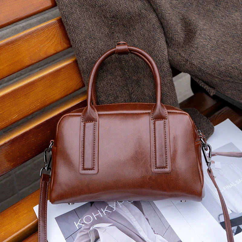 Sac Bowling cuir ciré véritable Femme – Crossbody Luxe