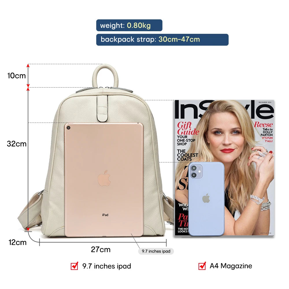 Sac à Dos Femme en cuir véritable – Grande Capacité, Élégant & Casual | MYNELIA