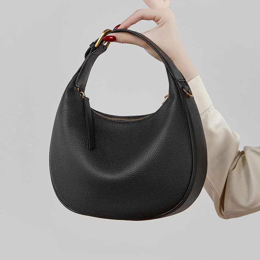 Damen-Ddumpling-Tasche aus Rindsleder der ersten Schicht, neue Mode, Umhängetasche aus echtem Leder, schlichte Umhängetasche, hochwertige Handtasche