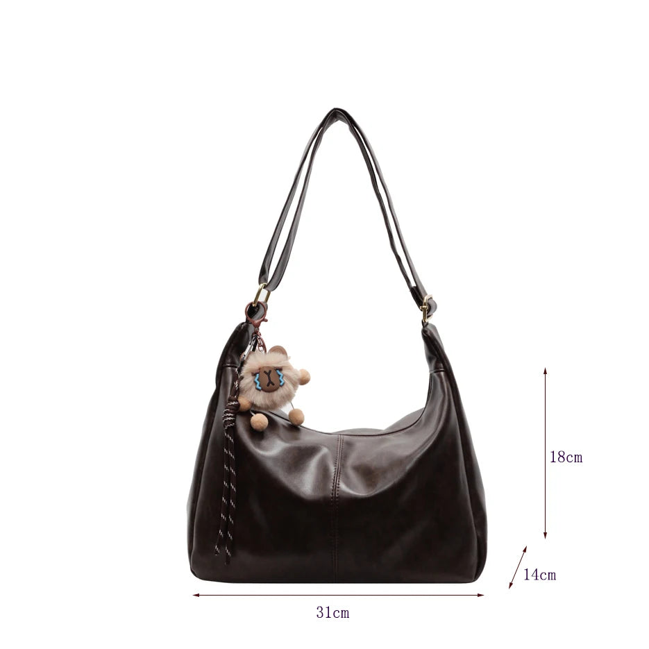 New Free Pandent Fashion Women's Crescent bag High Quality PU Leather Shoulder Bag Waterproof Crossbody Bag Casual Tote Bag MYNELIA