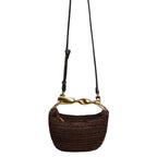 Sac Hobo tressé anse métallique-Rouille & Chocolat
