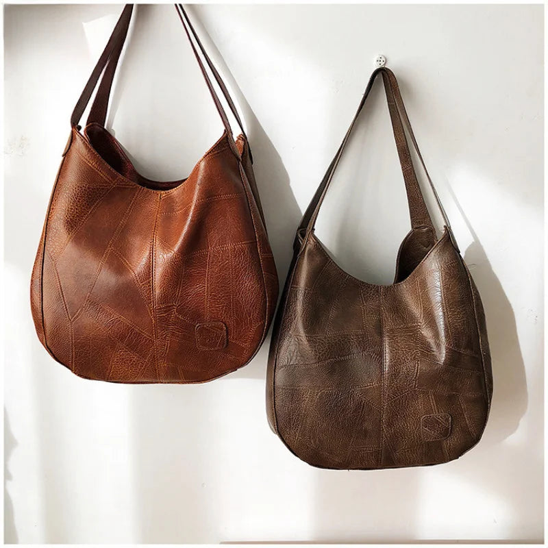 Sac à main vintage – Double anse & Bandoulière teintes chaudes MYNELIA