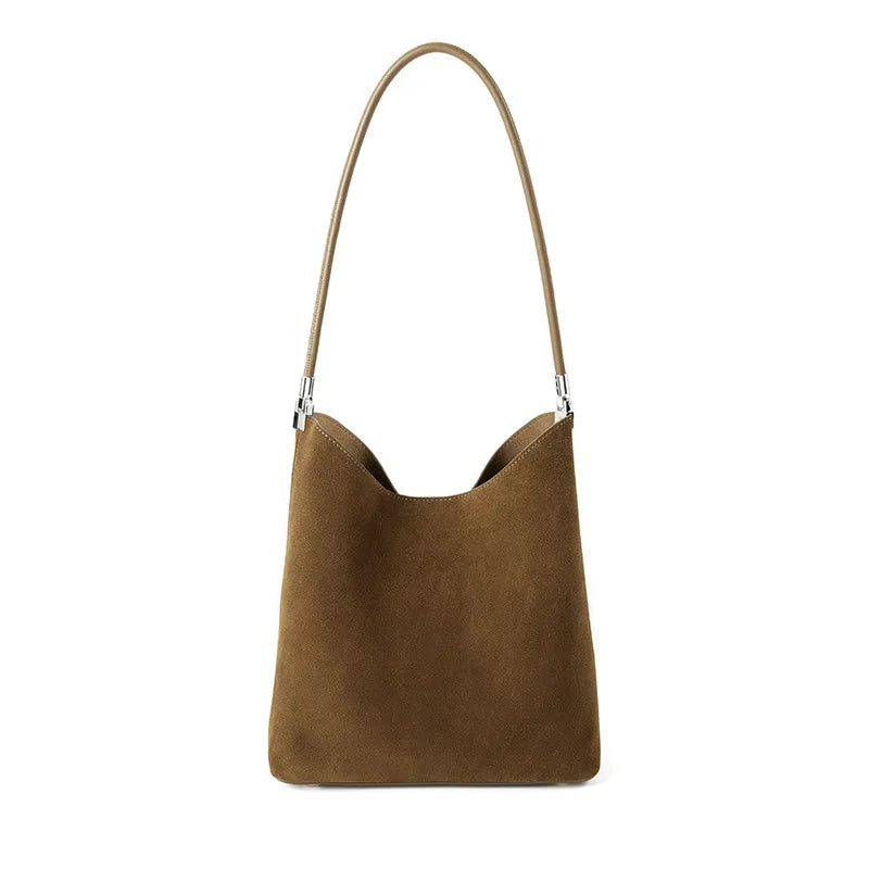 Sac hobo femme en cuir de vache véritable – Forme Bucket, Fermeture Magnétique MYNELIA
