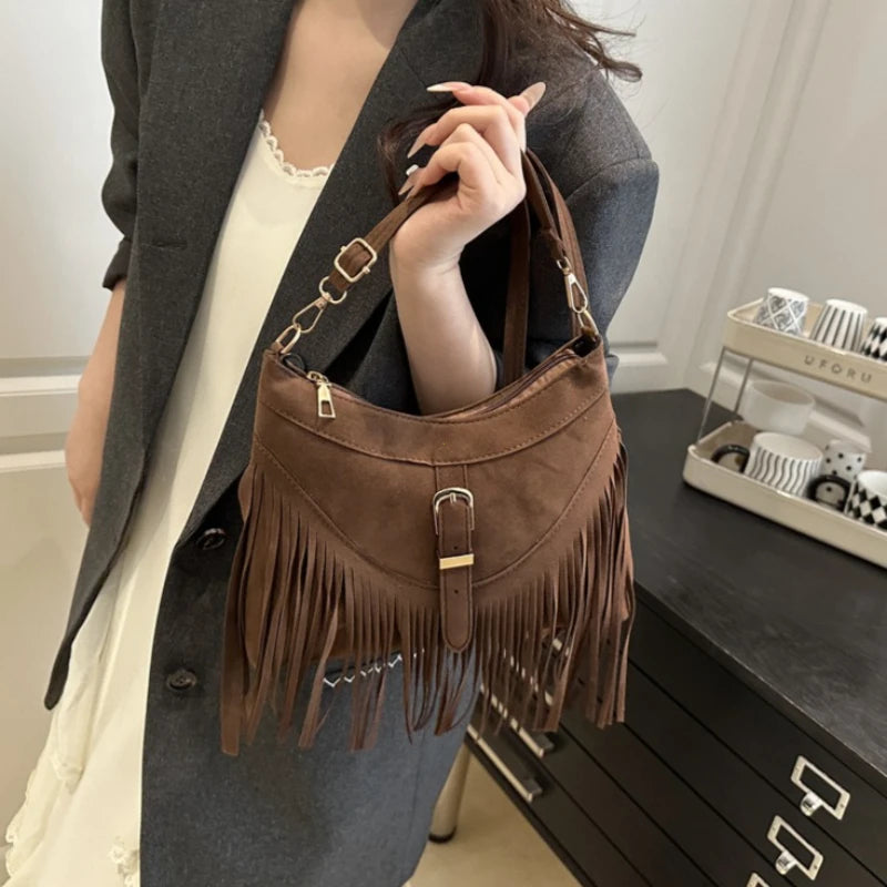 Sac bandoulière femme daim velours