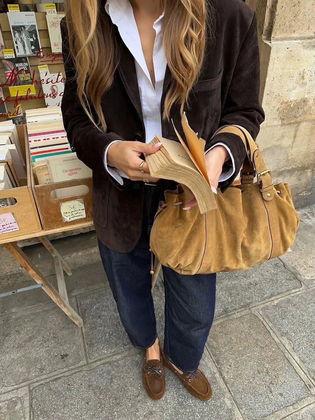 Sac Tote Boston PU Souple Imperméable Rivets Rétro