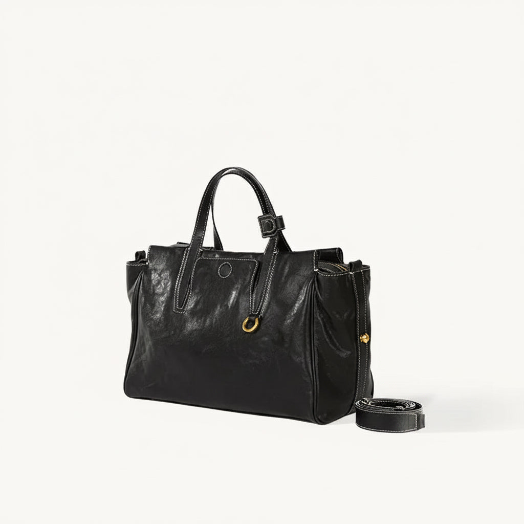 Sac à main tote en cuir véritable tanné végétal — Élégance & Caractère MYNELIA