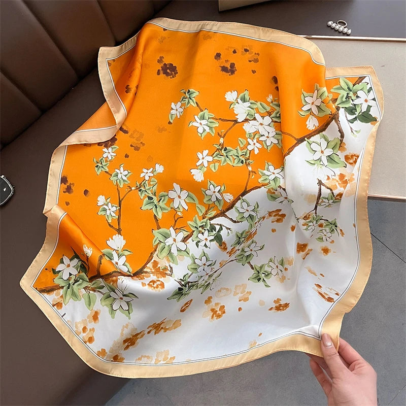 Foulard Carré Imprimé Floral 70×70 cm – Léger & Multicolore, Femme MYNELIA