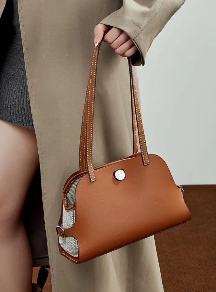 Sac à bandoulière cuir véritable-Pochette amovible
