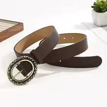 Ceinture cuir PU boucle  antique sculptée – Style Rétro