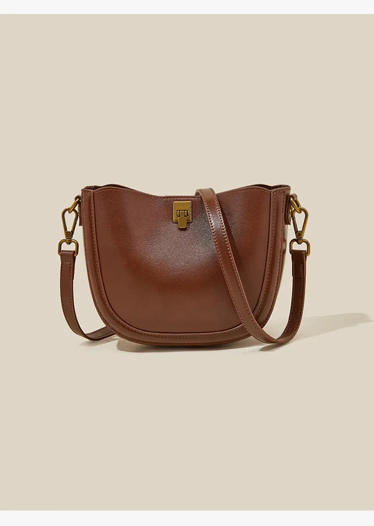 Sac en Cuir Véritable  Rabat Hasp 3 Poches Croisé Vintage
