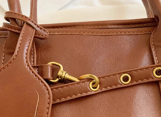 Sac Tote Cabas Vintage cuir PU Souple Grande Capacité