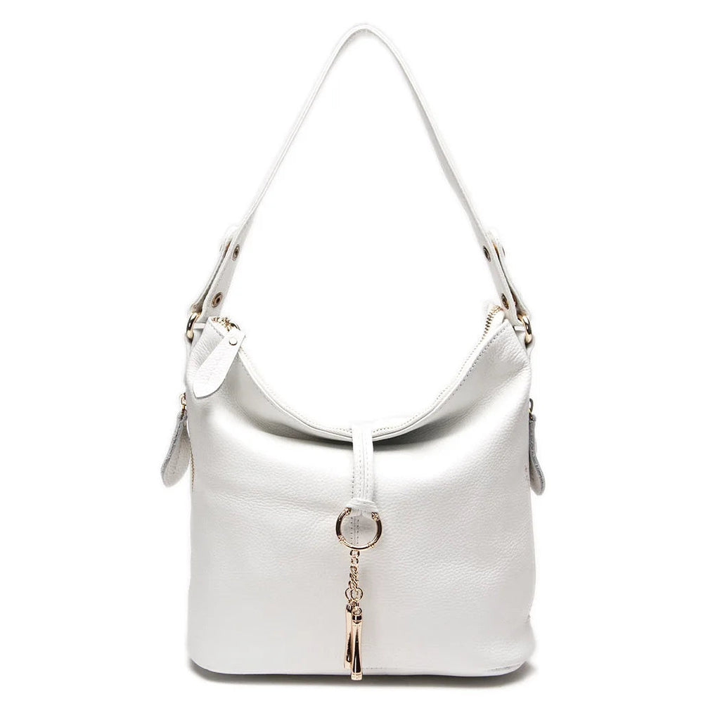 Sac hobo cuir véritable- Zippé bandoulière MYNELIA