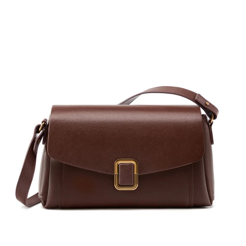 Sac bandoulière en cuir Véritable – Style Rétro,Poches intérieures
