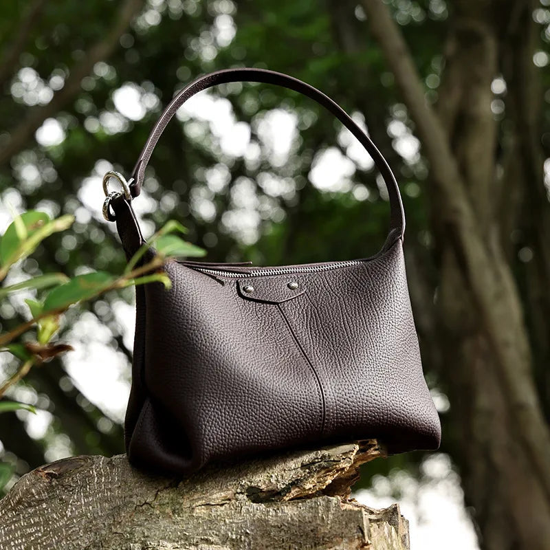 Sac à main Cuir Grainé Litchi | Bandoulière & Épaule Femme MYNELIA