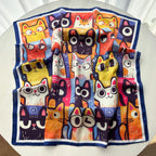 Imitation Seide Quadratischer Schal Frauen Tier Katze Bedruckte Modeaccessoires Haarband Foulard Bandana Halstuch