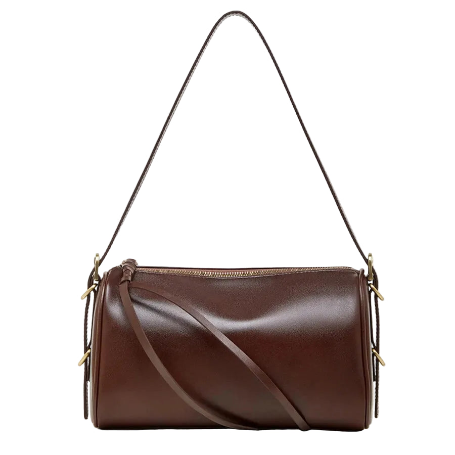 Sac bandoulière cuir véritable – Forme cylindrique souple