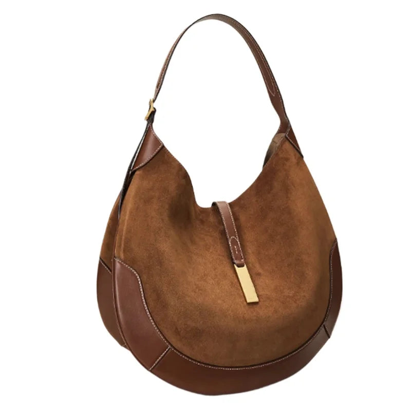 Sac à bandoulière en daim Véritable – Style équestre MYNELIA