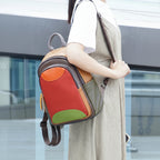Leder-Patchwork-Rucksack – 7 Fächer & mehrfarbige Edition