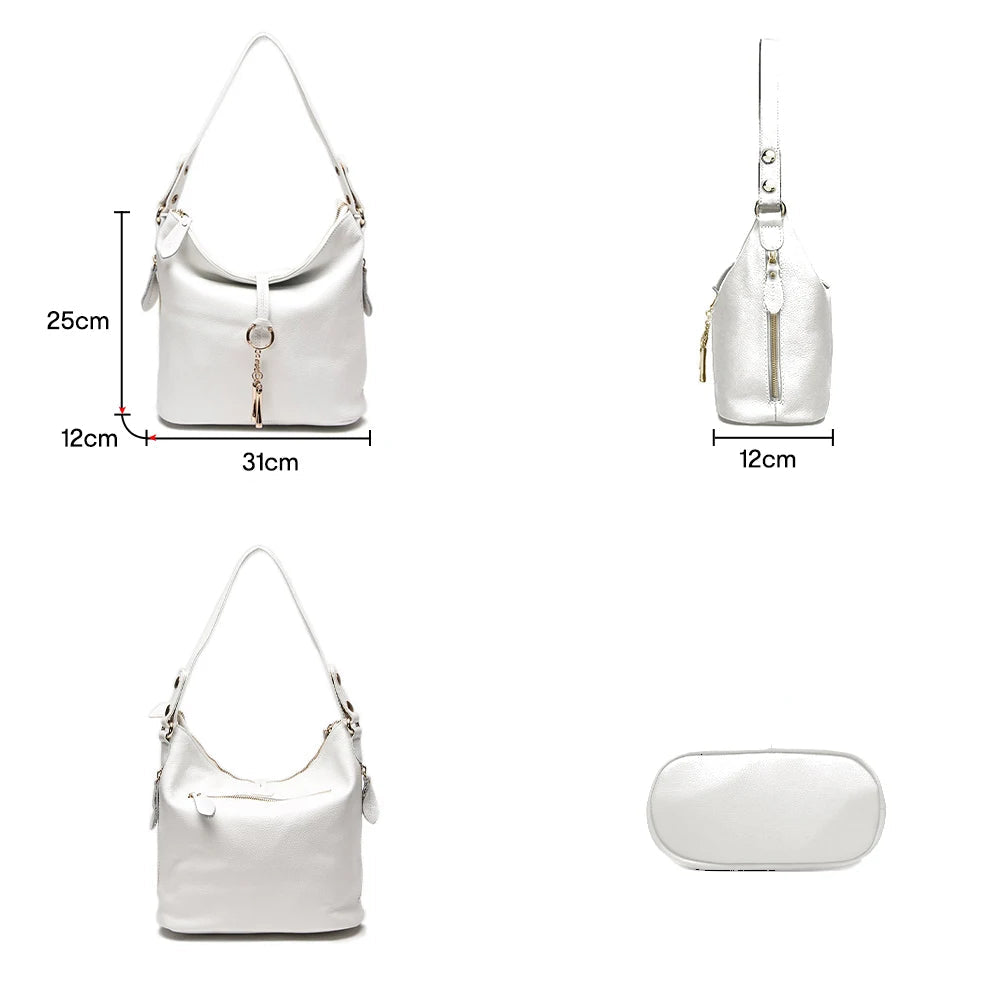 Sac hobo cuir véritable- Zippé bandoulière MYNELIA