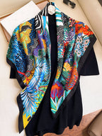 Foulard carré femme en polyester satiné – 90 × 90 cm