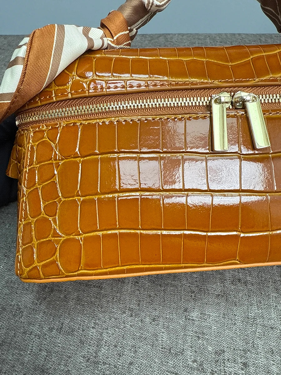 Sac Clutch cuir véritable motif Crocodile Femme – Box Vintage