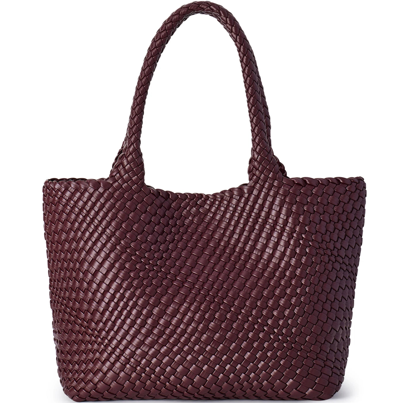 Sac Tote tressé en cuir PU vegan – Artisanal, Fermeture Hasp
