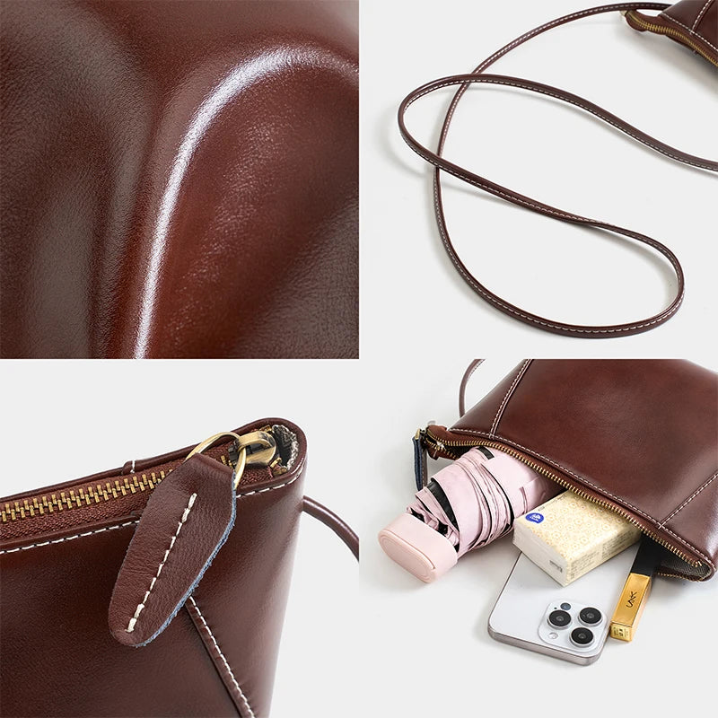 Sac Shell en Cuir véritable Doublure Coton 4 Poches