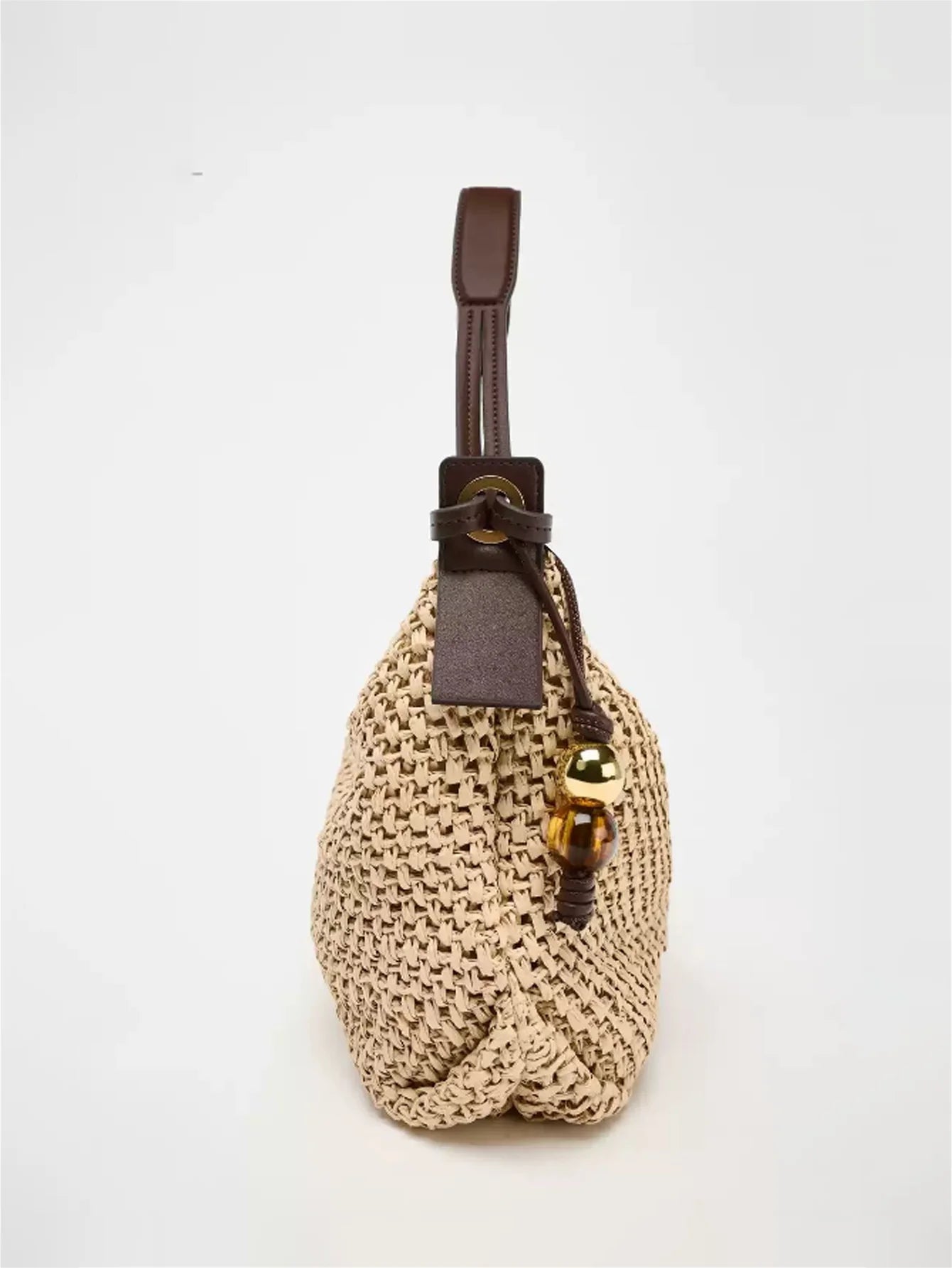 Sac à main tote Tressé Champagne — Grand Cabas Femme | Épaule & Main MYNELIA