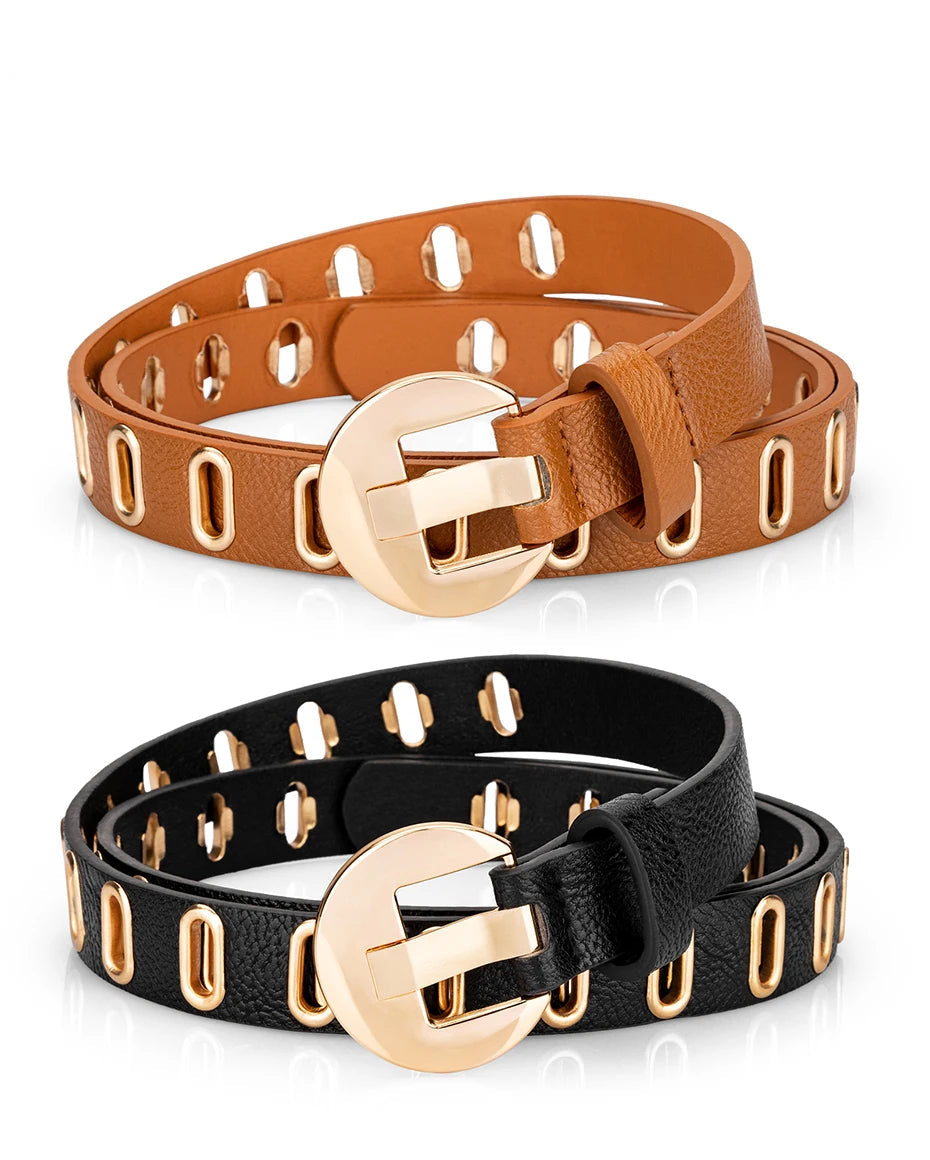 Ceinture en Cuir PU Style Grunge Punk – Boucle alliage, Longueurs ajustables