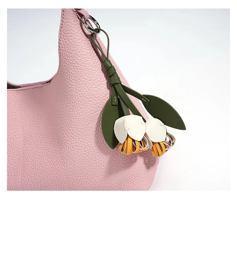 Sac bucket en cuir véritable grain supérieur – Style casual chic