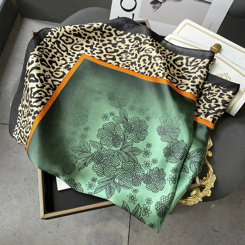 Fashion Luxury Brand 70cm Silk Square Scarf Women Satin Neck Tie Female Hair Bandana Headkerchief Shawl Wrap Hijab Echarpe MYNELIA