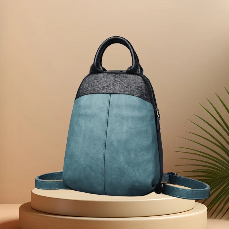 Sac à dos cuir véritable–Broderies Patchwork élégant MYNELIA
