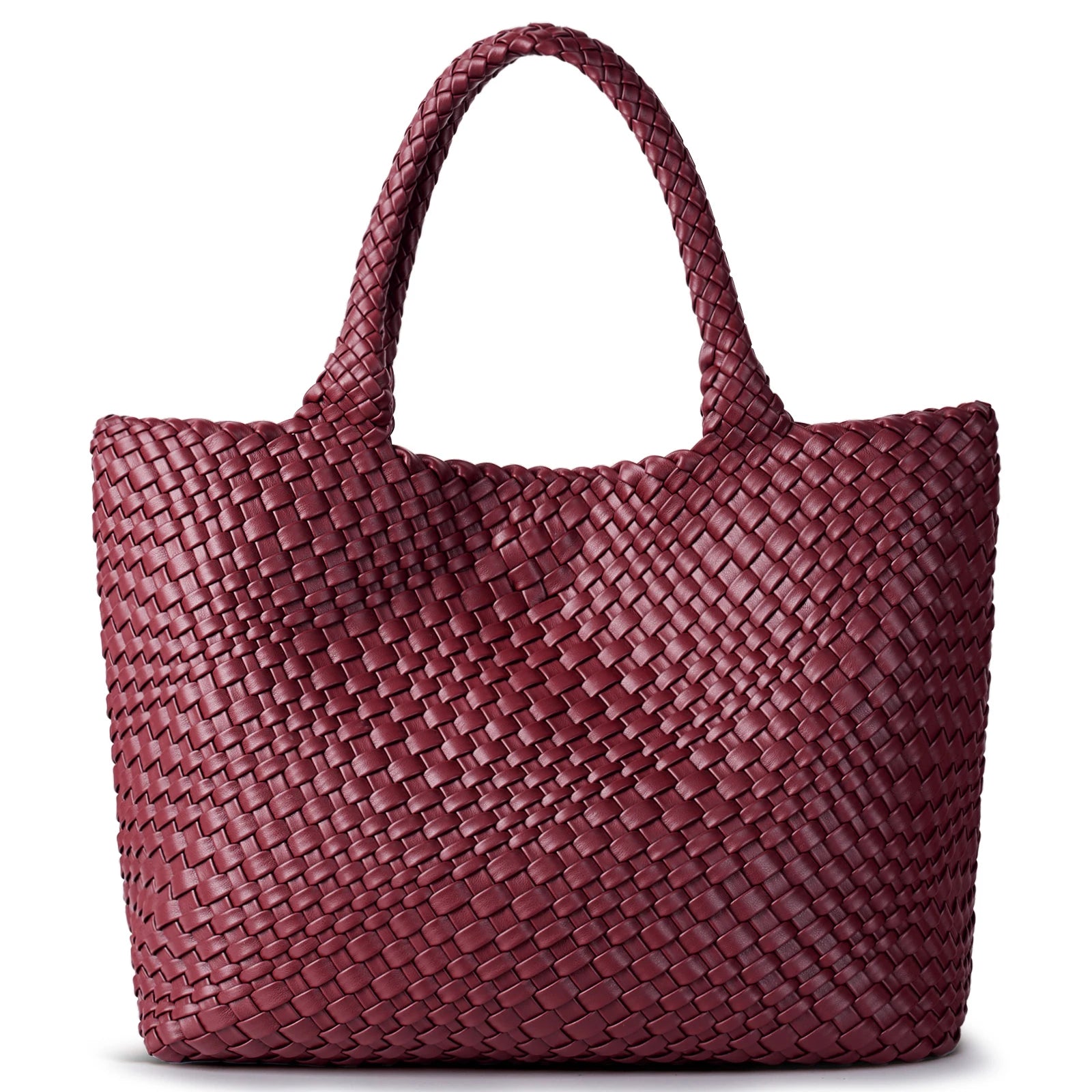 Sac Tote tressé en cuir PU vegan – Artisanal, Fermeture Hasp