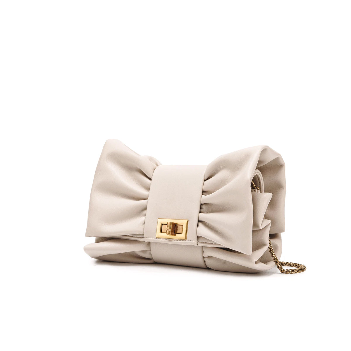 Pochette Clutch Chaînes Épaule Soirée Banquet Cérémonie – Beige Argent Bordeaux Doré